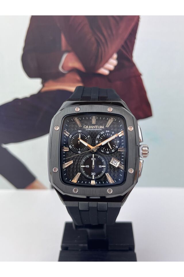 Siyah Erkek Kol Saati Chronograph 10 Atm Su Geçirmez 2 Yıl Garantili