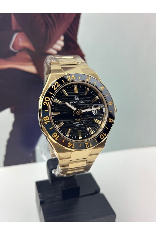 Gold Otomatik Gmt Erkek Kol Saati 10 Atm Su Geçirmez 3 Yıl Garantili