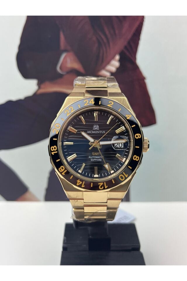 Gold Otomatik Gmt Erkek Kol Saati 10 Atm Su Geçirmez 3 Yıl Garantili