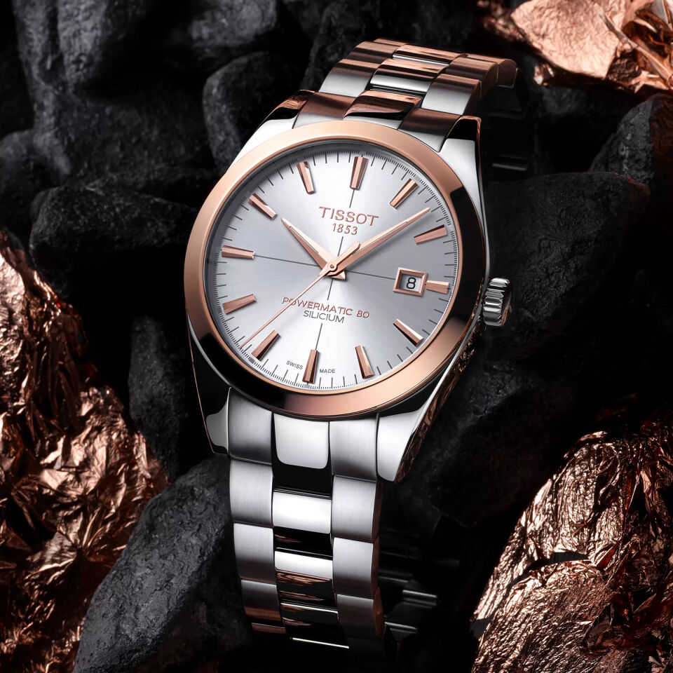 Tissot Gentleman Gold bezel 40mm T9274074103100 - Erkek Kol Saati T927.407.41.031.00