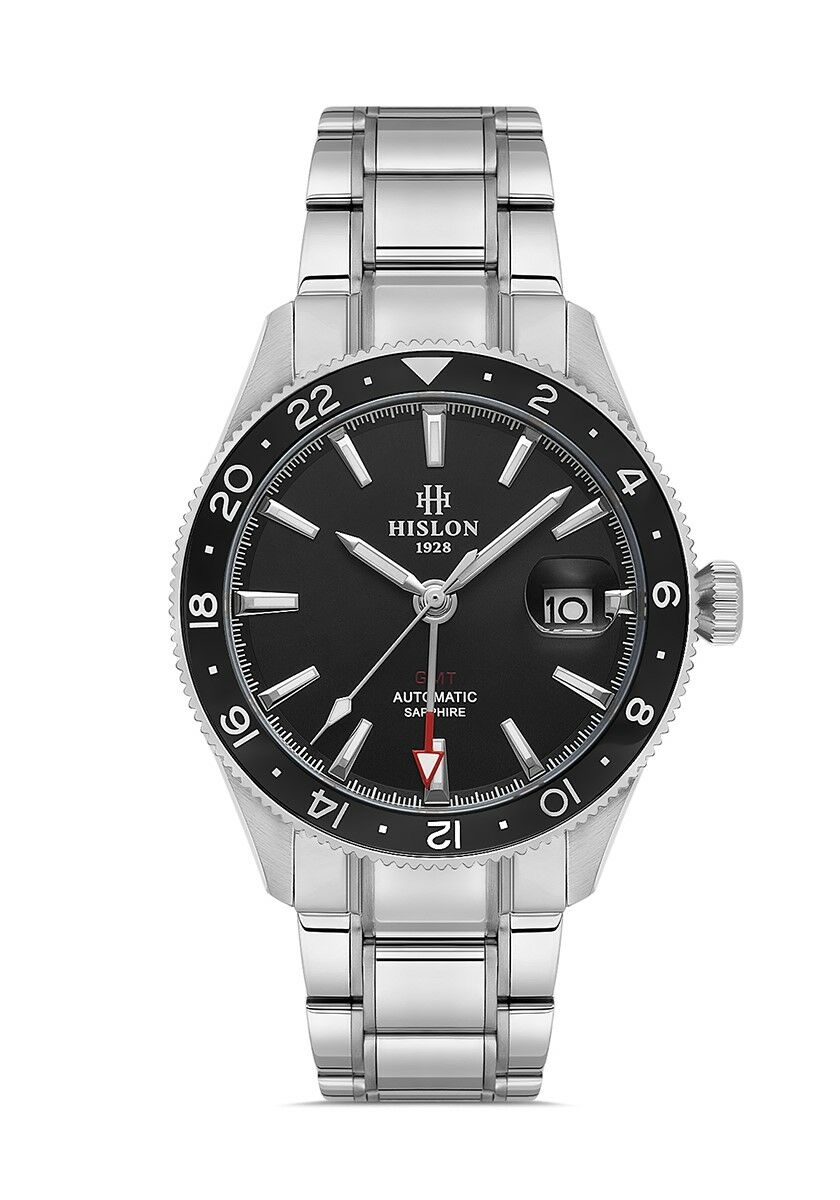 Hislon Men's Solid SD153T-04SS GMT otomatik erkek kol saati