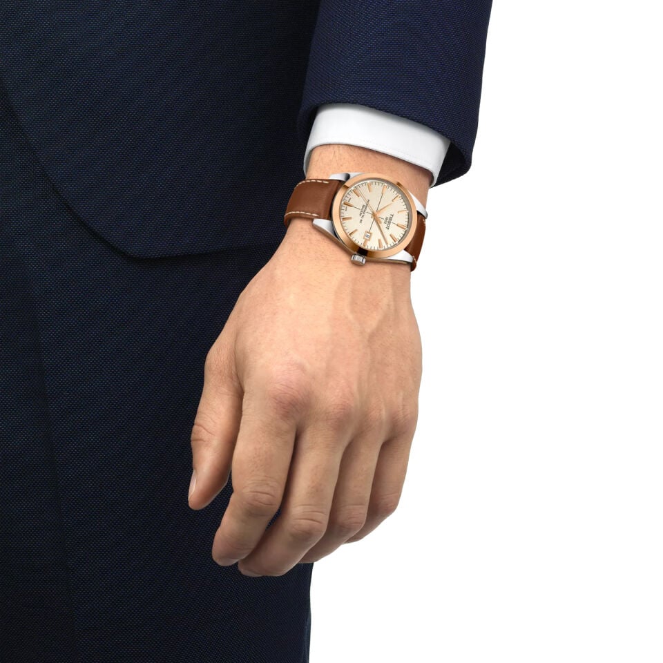 Tissot Gentleman Gold bezel 40mm T9274074626100 - Erkek Kol Saati T927.407.46.261.00